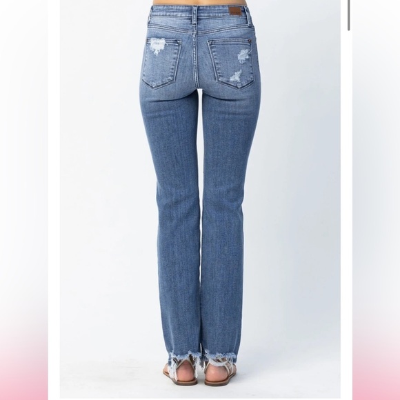 Judy Blue jeans Destroy Get Something Straight Mid Rise raw hem 24W new - Picture 6 of 14